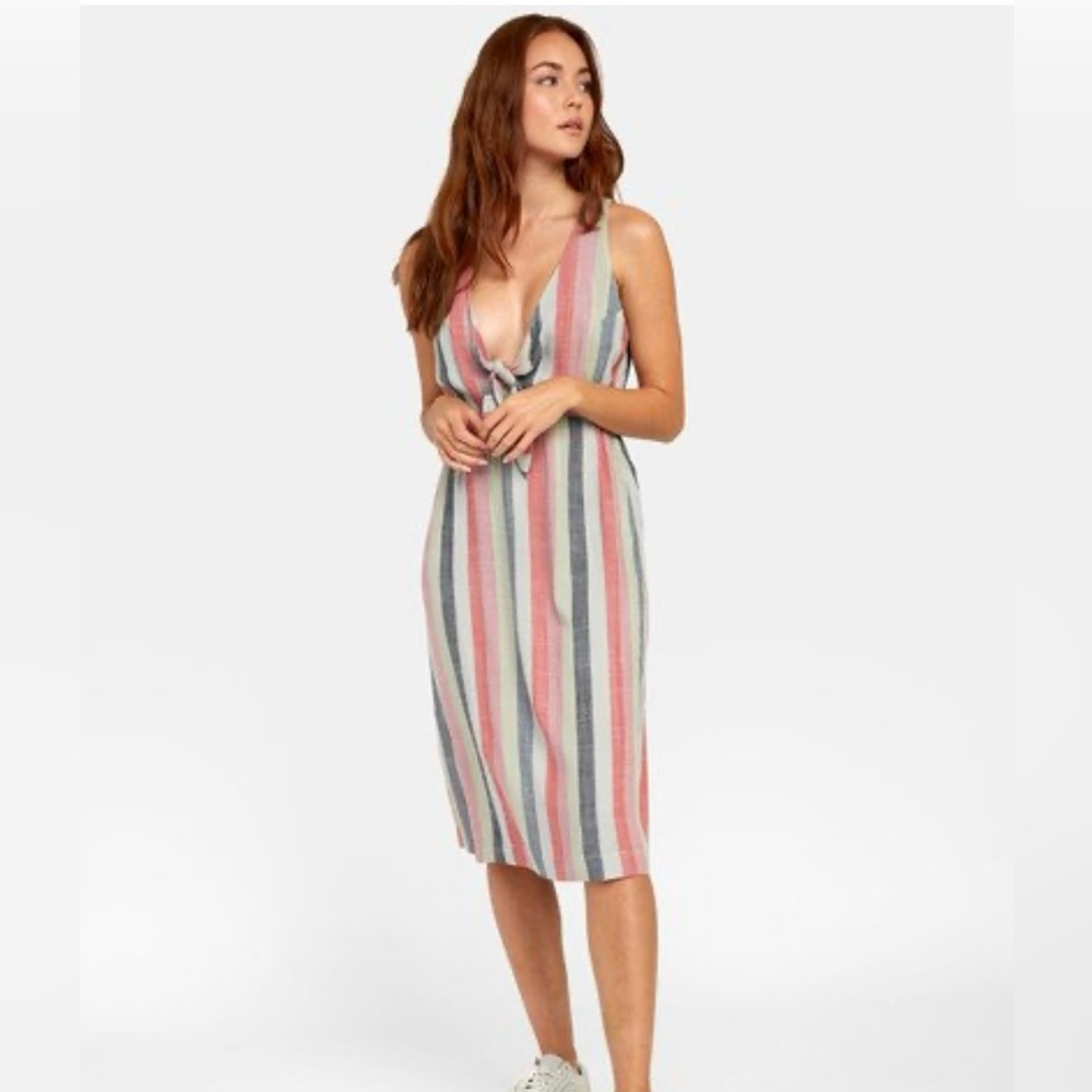 RVCA Flossie striped Midi Dress